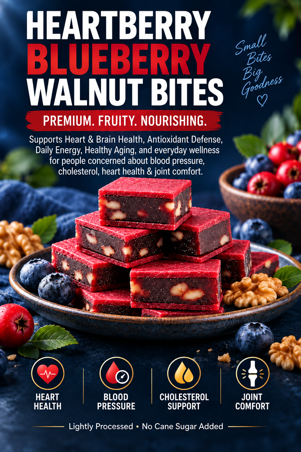 💙 Heartberry Blueberry Walnut Bites – Supports Heart & Brain Health, Antioxidant Defense, Daily Energy & Healthy Aging