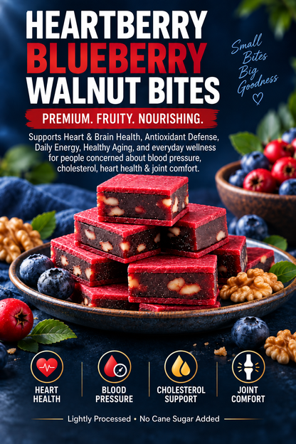 💙 Heartberry Blueberry Walnut Bites – Supports Heart & Brain Health, Antioxidant Defense, Daily Energy & Healthy Aging
