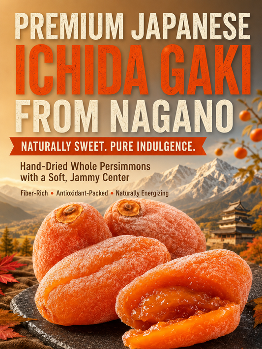 ✨ Premium Japanese Ichida Gaki from Nagano – 🌾 Fiber-Rich • 🛡️ Antioxidant-Packed • ⚡ Naturally