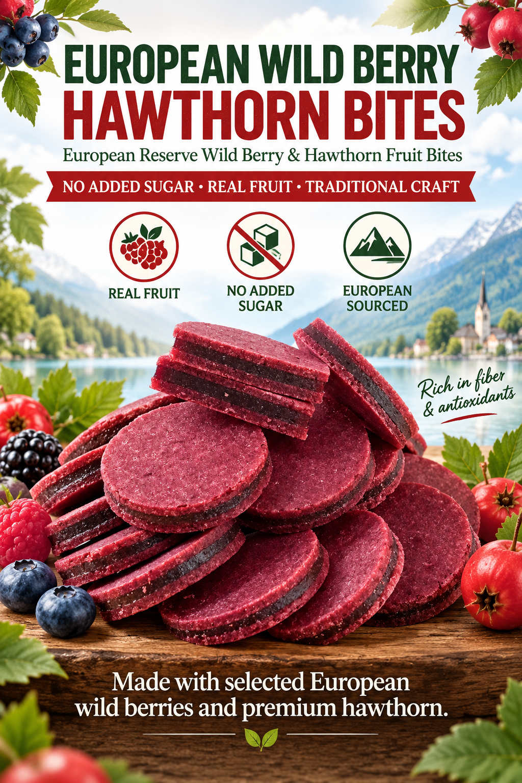 ❤️ European Reserve Wild Berry & Hawthorn Fruit Bites – Delicious Daily Support for Heart Health, Digestion & Energy