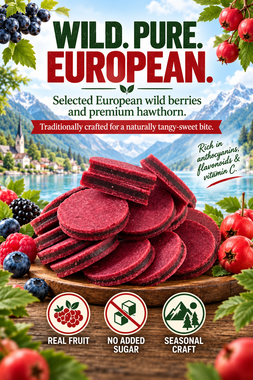 ❤️ European Reserve Wild Berry & Hawthorn Fruit Bites – Delicious Daily Support for Heart Health, Digestion & Energy