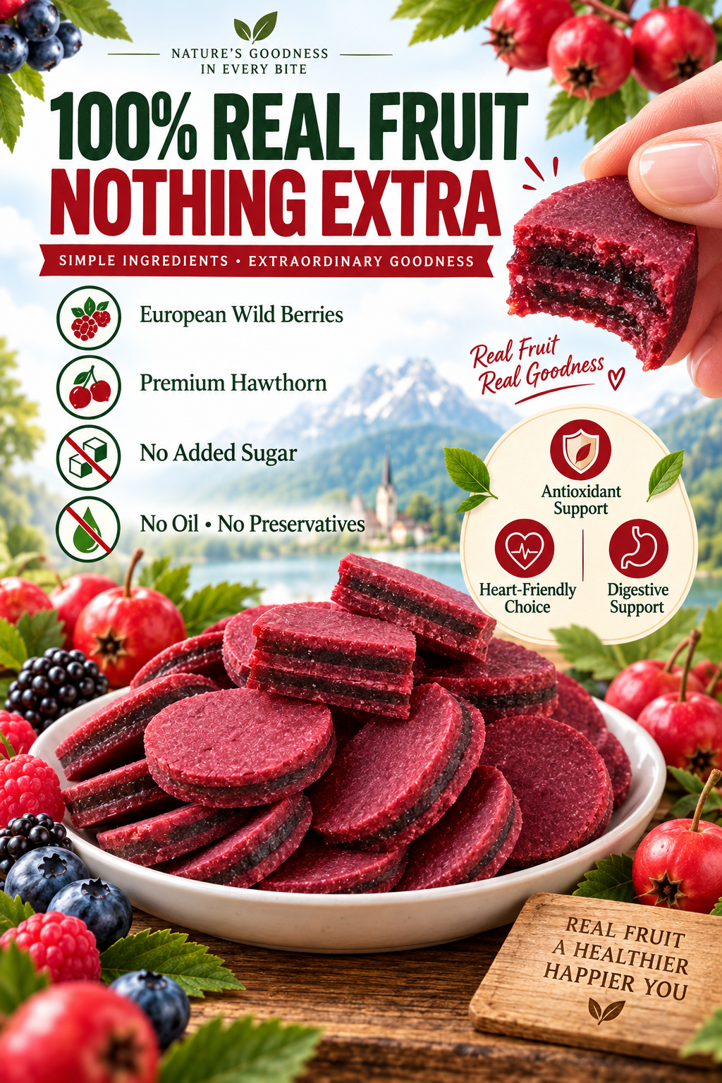 ❤️ European Reserve Wild Berry & Hawthorn Fruit Bites – Delicious Daily Support for Heart Health, Digestion & Energy