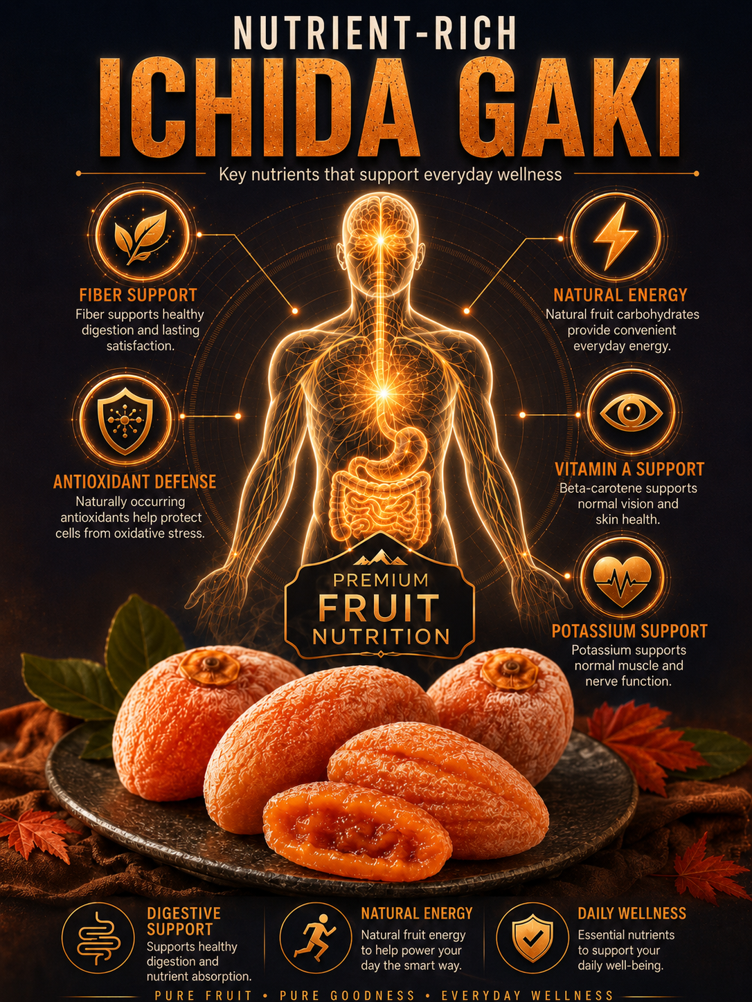 ✨ Premium Japanese Ichida Gaki from Nagano – 🌾 Fiber-Rich • 🛡️ Antioxidant-Packed • ⚡ Naturally
