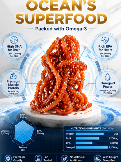 🍯🌶️ Spicy Honey Sesame Eel Jerky - 🏆💎 Ready-to-Eat High-Protein Seafood Snack