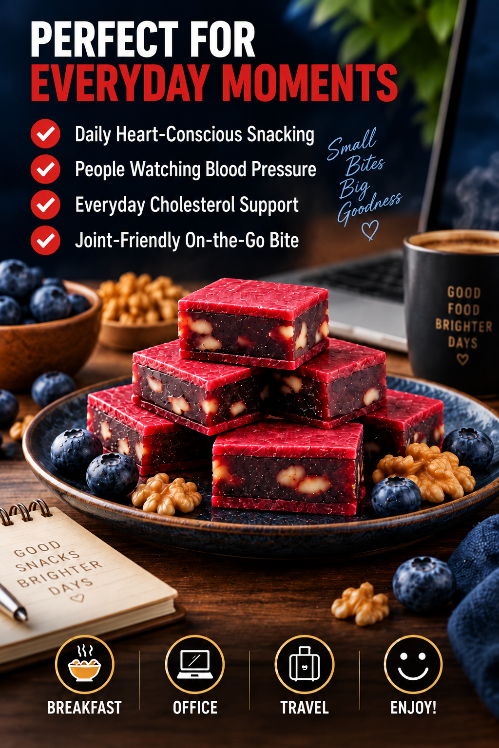 💙 Heartberry Blueberry Walnut Bites – Supports Heart & Brain Health, Antioxidant Defense, Daily Energy & Healthy Aging
