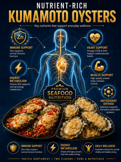 🦪 **Pacific Northwest Kumamoto Oysters - 🏆💎 Ready to Eat High-Protein Premium Seafood Snack**