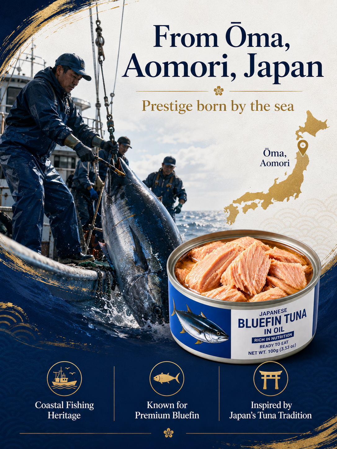 🇯🇵 Aomori Ōma Bluefin Tuna Reserve – Premium Japanese Luxury Seafood ❤ Heart & Brain Health • 💪 Muscle Strength • ⚡ Daily Energy • 🛡 Immune Support