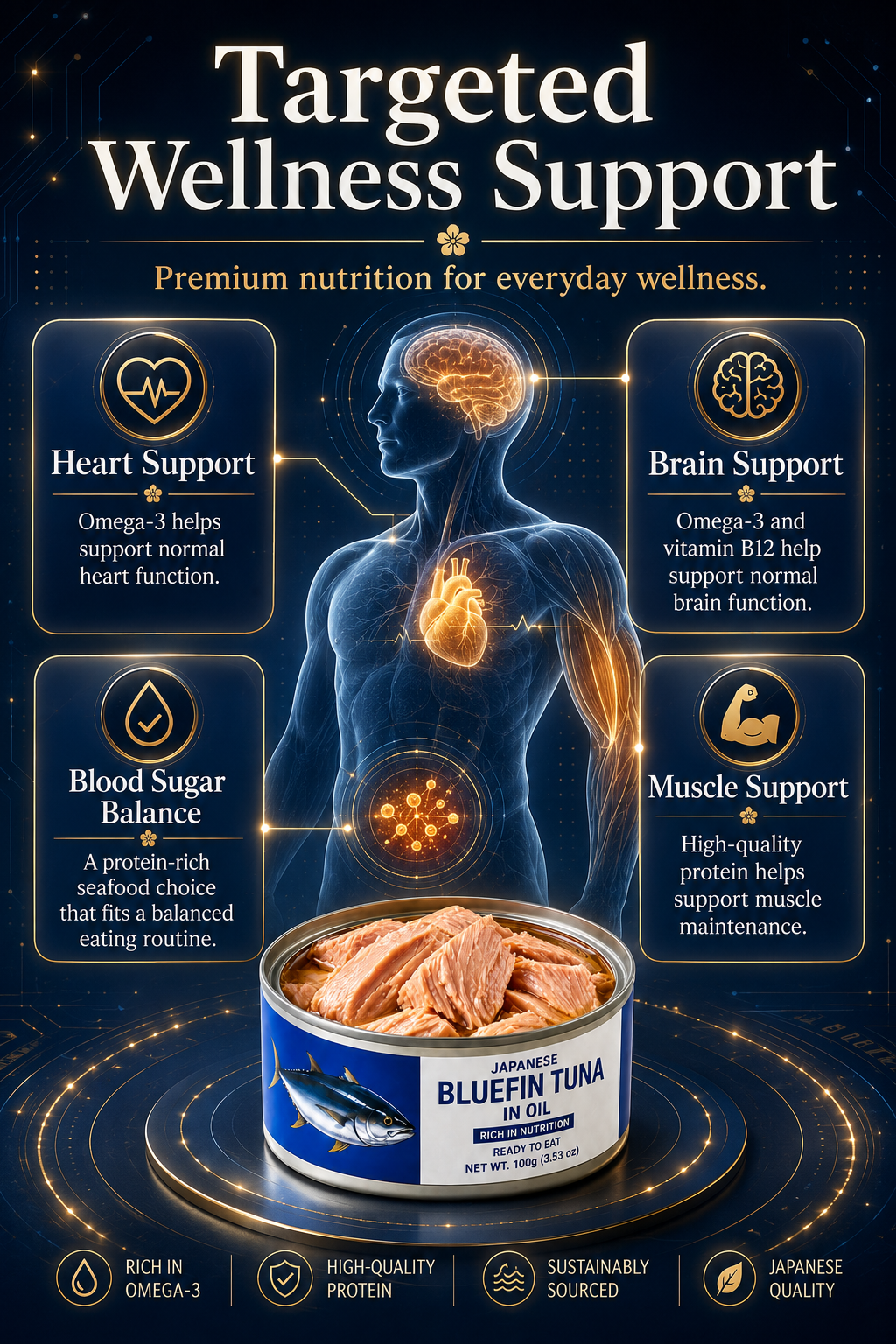 🇯🇵 Aomori Ōma Bluefin Tuna Reserve – Premium Japanese Luxury Seafood ❤ Heart & Brain Health • 💪 Muscle Strength • ⚡ Daily Energy • 🛡 Immune Support