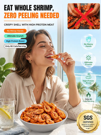 🦐 100% Wild-Caught Deep Sea Crispy Spicy Arctic Shrimp - 🏆💎 Whole-Eat High-Protein Guilt-Free Seafood Snack