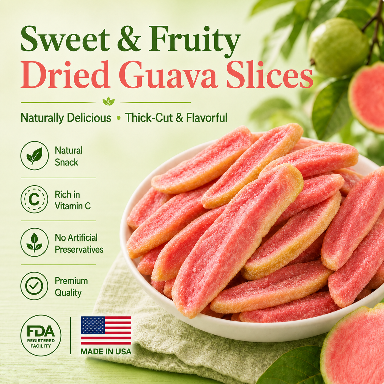 🎁🥝Say goodbye to sugar spikes! 💐Satisfy your cravings with our fiber-rich Red Guava slices