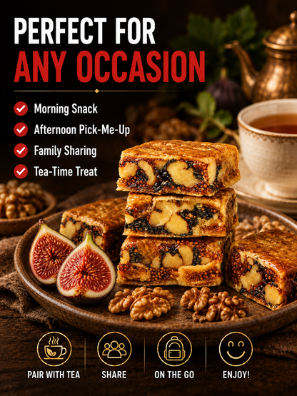🌿 Premium Fig Walnut Squares – Fiber-Rich Energy Bites ❤️ for Heart Health, Healthy Digestion & Daily Vitality ⚡
