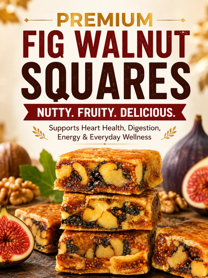 🌿 Premium Fig Walnut Squares – Fiber-Rich Energy Bites ❤️ for Heart Health, Healthy Digestion & Daily Vitality ⚡