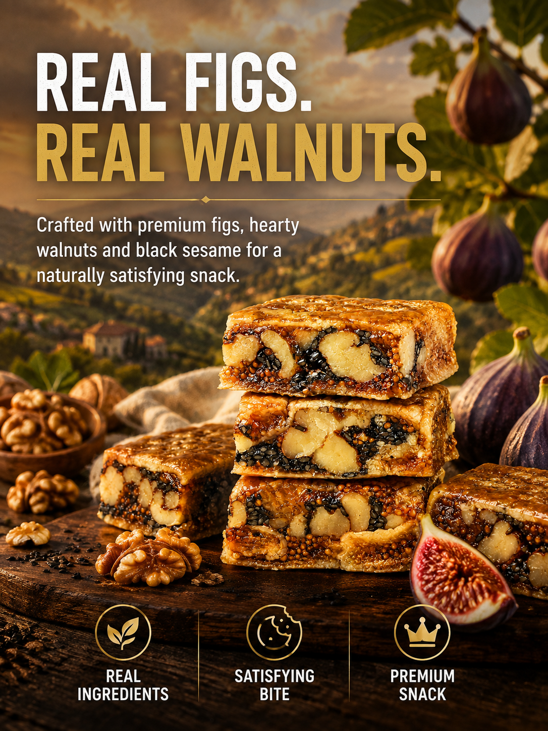 🌿 Premium Fig Walnut Squares – Fiber-Rich Energy Bites ❤️ for Heart Health, Healthy Digestion & Daily Vitality ⚡